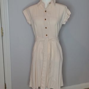 Linen Blend Button Up Dress
